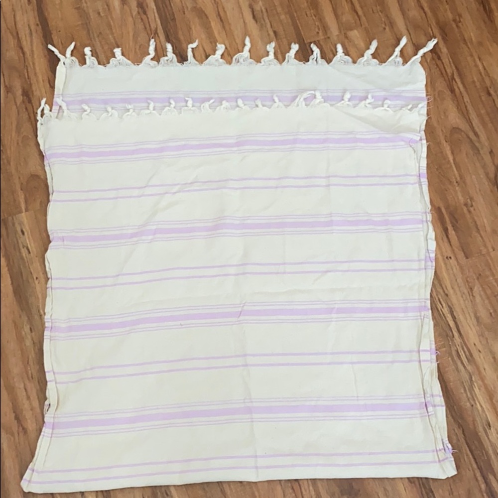 EUC Cream and Lilac Striped Turkish Towel